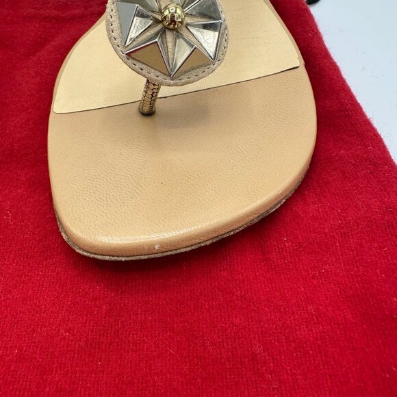 Christian Louboutin Kaleidra Spike T-Strap Red Sole Sandal, Nude Size 38.5 - Picture 8 of 8